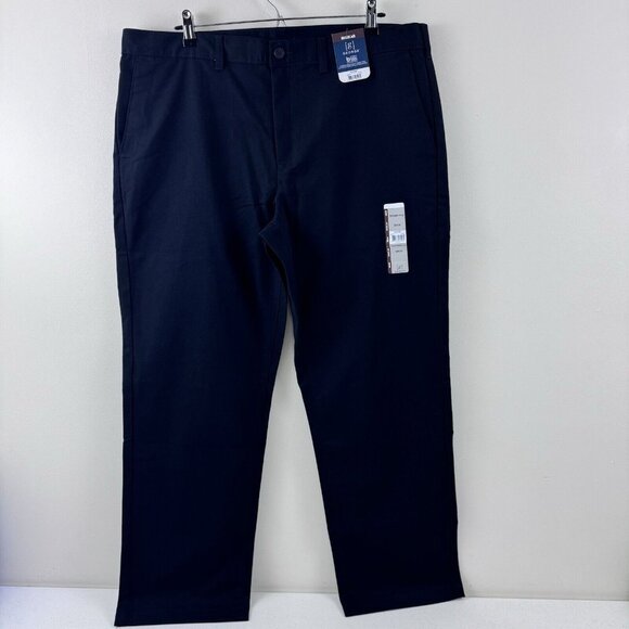 George Men’s Straight Leg Classic Khaki Pants 38 X 30  Regular Black - Picture 1 of 7